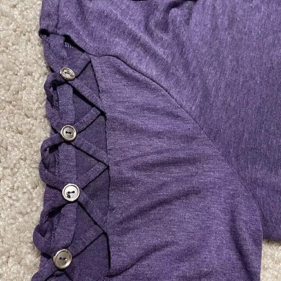 NAIF Women’s Sz XXL Purple Blouse Top Short Tie Sleeves Shirt Plus Size 2XL - Picture 7 of 13